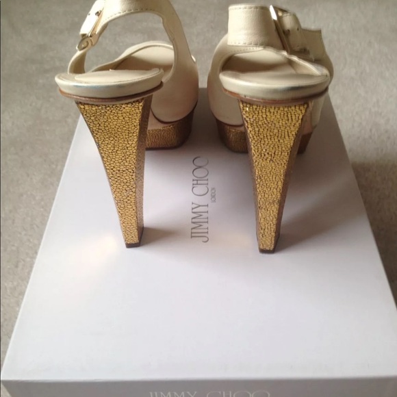 Jimmy Choo Cream Gold Platform Slingback Size39 - Picture 2 of 7